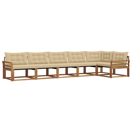 Utomhussoffset med kudde 6 pcs Naturlig och Beige