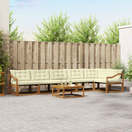 Utomhussoffset med kudde 6 pcs Naturlig och Grädde