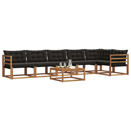 Utomhussoffset med kudde 7 pcs Naturlig och svart