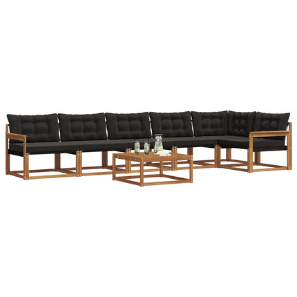 Utomhussoffset med kudde 7 pcs Naturlig och svart