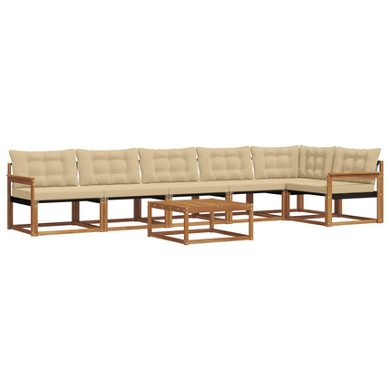Utomhussoffset med kudde 7 pcs Naturlig och Beige
