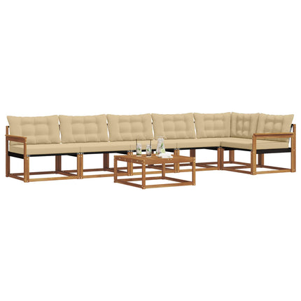 Utomhussoffset med kudde 7 pcs Naturlig och Beige
