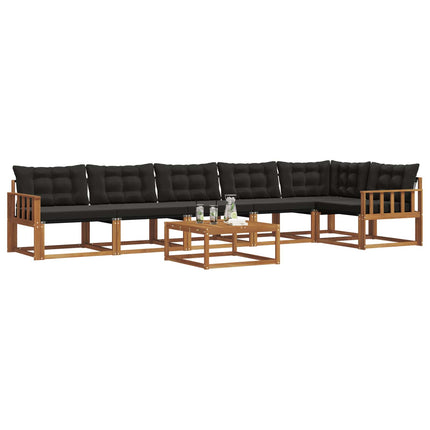 Utomhussoffset med kudde 7 pcs Naturlig och svart