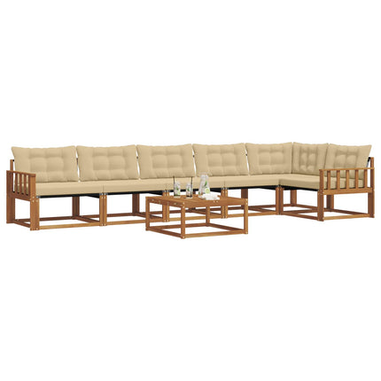 Utomhussoffset med kudde 7 pcs Naturlig och Beige