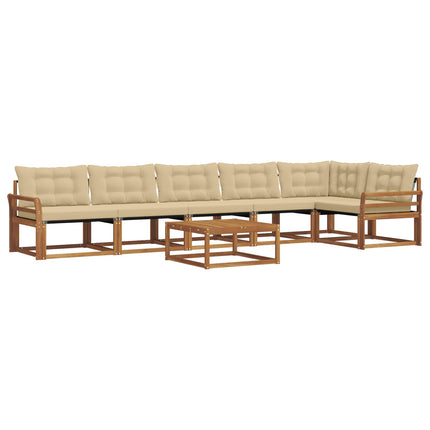Utomhussoffset med kudde 7 pcs Naturlig och Beige