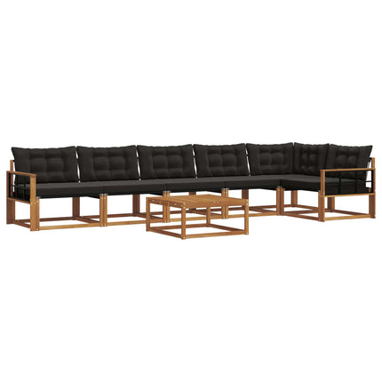 Utomhussoffset med kudde 7 pcs Naturlig och svart