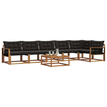 Utomhussoffset med kudde 7 pcs Naturlig och svart