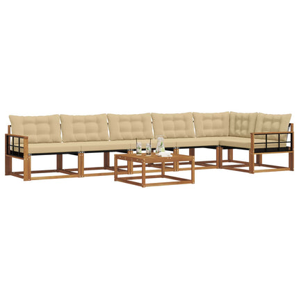 Utomhussoffset med kudde 7 pcs Naturlig och Beige