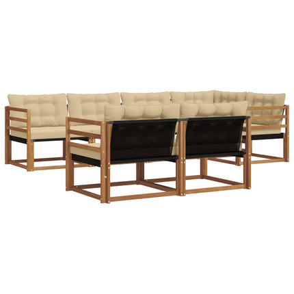 Utomhussoffset med kudde 7 pcs Naturlig och Beige