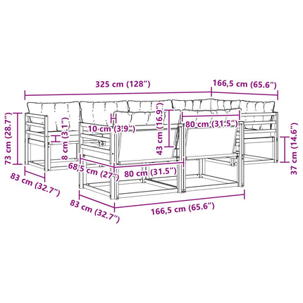 Utomhussoffset med kudde 7 pcs Naturlig och Beige