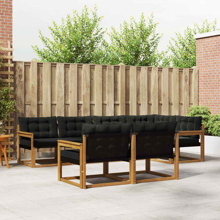 Utomhussoffset med kudde 7 pcs Naturlig och svart
