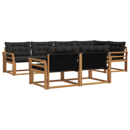 Utomhussoffset med kudde 7 pcs Naturlig och svart