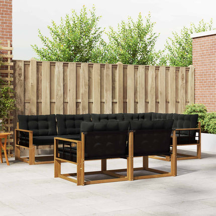 Utomhussoffset med kudde 7 pcs Naturlig och svart