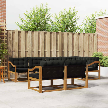 Utomhussoffset med kudde 7 pcs Naturlig och svart