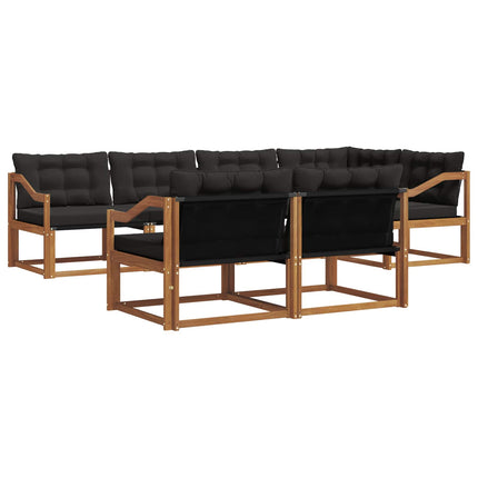 Utomhussoffset med kudde 7 pcs Naturlig och svart