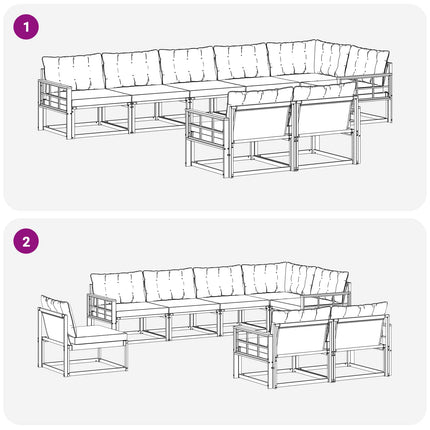 Utomhussoffset med kudde 8 pcs Naturlig och Grädde