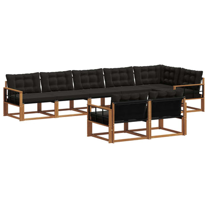Utomhussoffset med kudde 8 pcs Naturlig och svart
