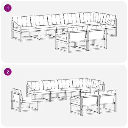 Utomhussoffset med kudde 8 pcs Naturlig och Ljus Grå