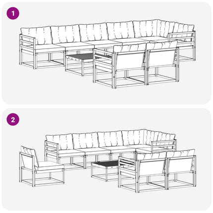 Utomhussoffset med kudde 9 pcs Naturlig och svart