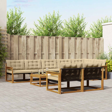 Utomhussoffset med kudde 9 pcs Naturlig och Beige