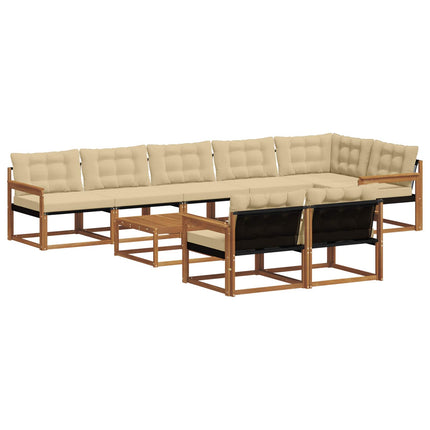 Utomhussoffset med kudde 9 pcs Naturlig och Beige