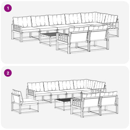 Utomhussoffset med kudde 9 pcs Naturlig och svart
