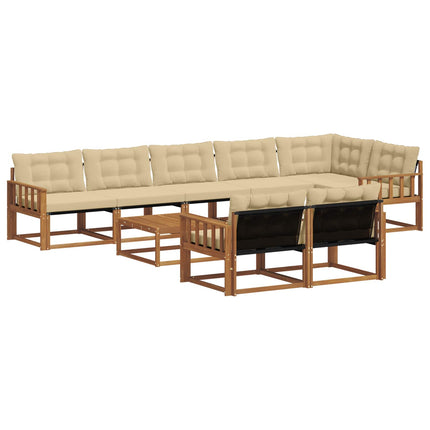 Utomhussoffset med kudde 9 pcs Naturlig och Beige