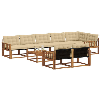 Utomhussoffset med kudde 9 pcs Naturlig och Beige