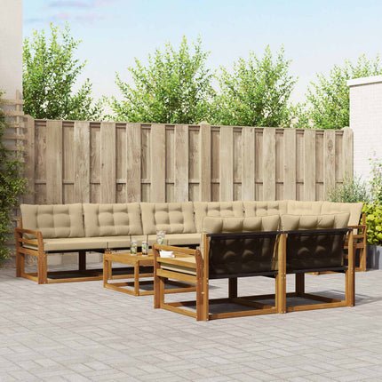 Utomhussoffset med kudde 9 pcs Naturlig och Beige
