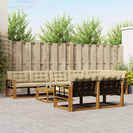 Utomhussoffset med kudde 9 pcs Naturlig och Beige