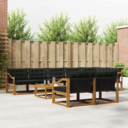 Utomhussoffset med kudde 9 pcs Naturlig och svart