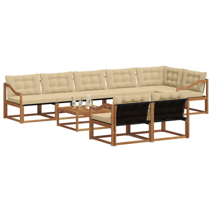 Utomhussoffset med kudde 9 pcs Naturlig och Beige