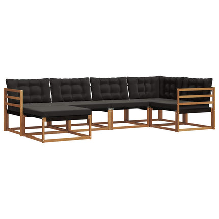 Utomhussoffset med kudde 6 pcs Naturlig och svart