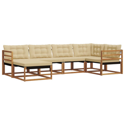 Utomhussoffset med kudde 6 pcs Naturlig och Beige