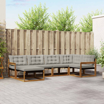 Utomhussoffset med kudde 6 pcs Naturlig och Ljus Grå