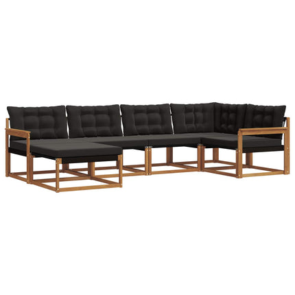 Utomhussoffset med kudde 6 pcs Naturlig och svart