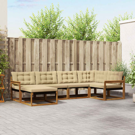 Utomhussoffset med kudde 6 pcs Naturlig och Beige