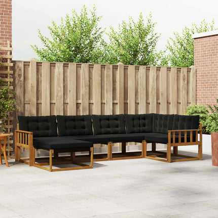 Utomhussoffset med kudde 6 pcs Naturlig och svart