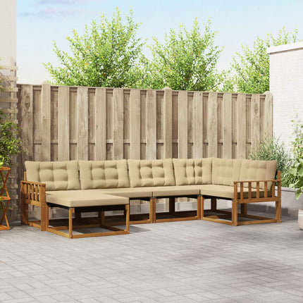 Utomhussoffset med kudde 6 pcs Naturlig och Beige