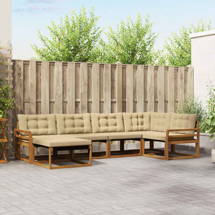 Utomhussoffset med kudde 6 pcs Naturlig och Beige