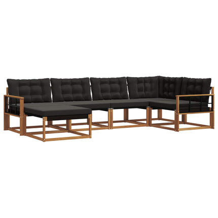 Utomhussoffset med kudde 6 pcs Naturlig och svart