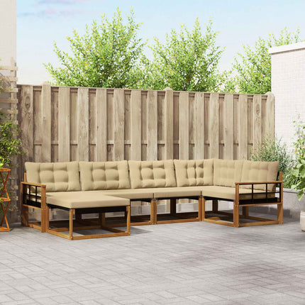 Utomhussoffset med kudde 6 pcs Naturlig och Beige