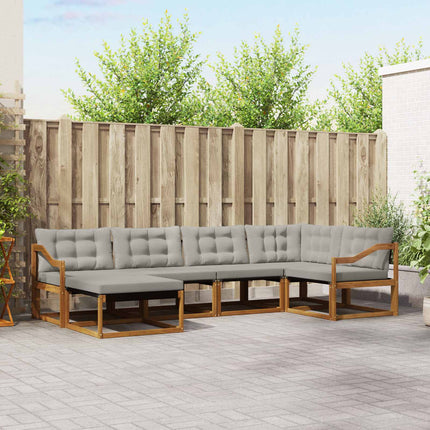 Utomhussoffset med kudde 6 pcs Naturlig och Ljus Grå