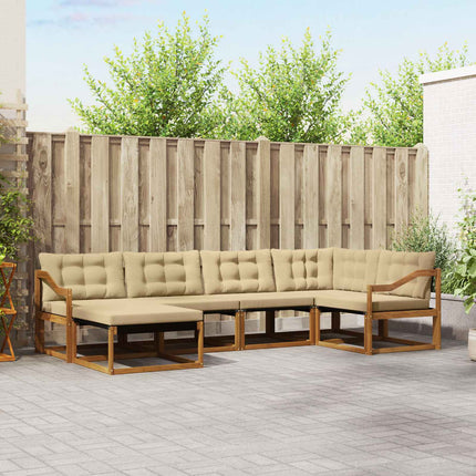 Utomhussoffset med kudde 6 pcs Naturlig och Beige