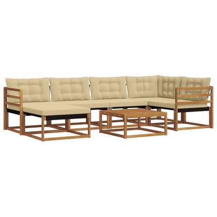 Utomhussoffset 19 pcs Naturlig och Beige Massivt Akaciaträ