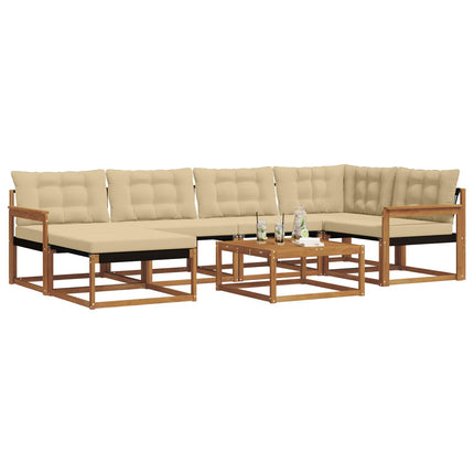 Utomhussoffset 19 pcs Naturlig och Beige Massivt Akaciaträ