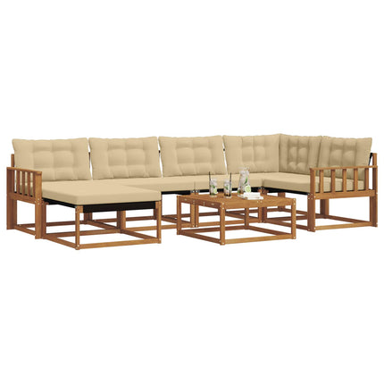 Utomhussoffset 19 pcs Naturlig och Beige Massivt Akaciaträ