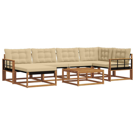 Utomhussoffset 19 pcs Naturlig och Beige Massivt Akaciaträ