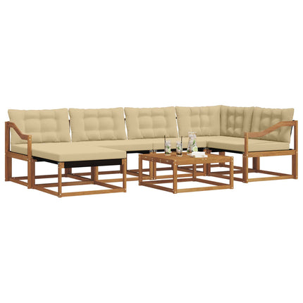 Utomhussoffset 19 pcs Naturlig och Beige Massivt Akaciaträ