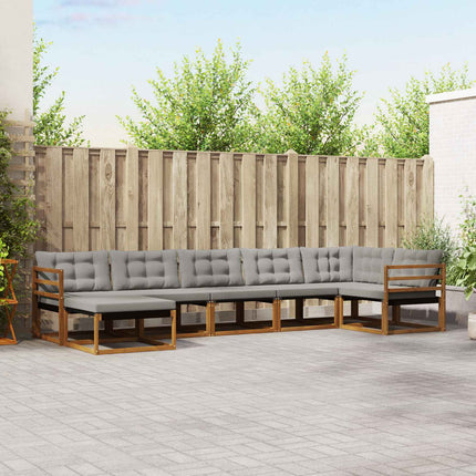 Utomhussoffset med kudde 7 pcs Naturlig och Ljus Grå